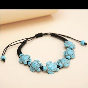 TurquoiseTurtleShapeBeads Adjustable Braided Bracelet Simple Style Hand Jewelry